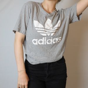 grey adidas trefoil tee